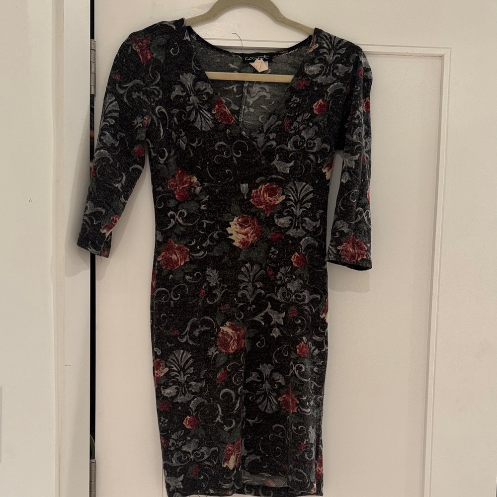 Floral Black and Red Women's Dress